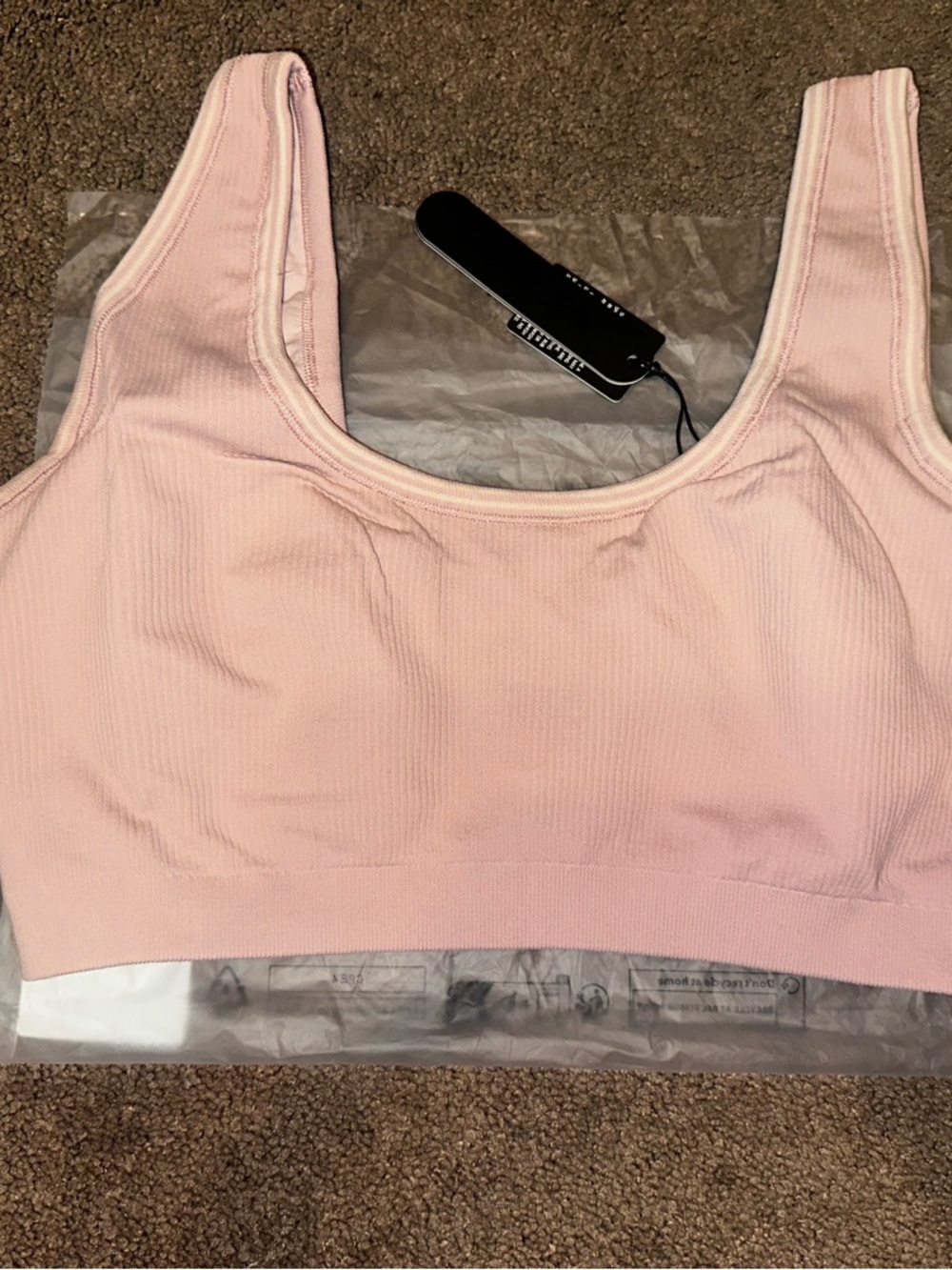 SKIMS Light Pink Seamless Ribbed Scoop Bralette
